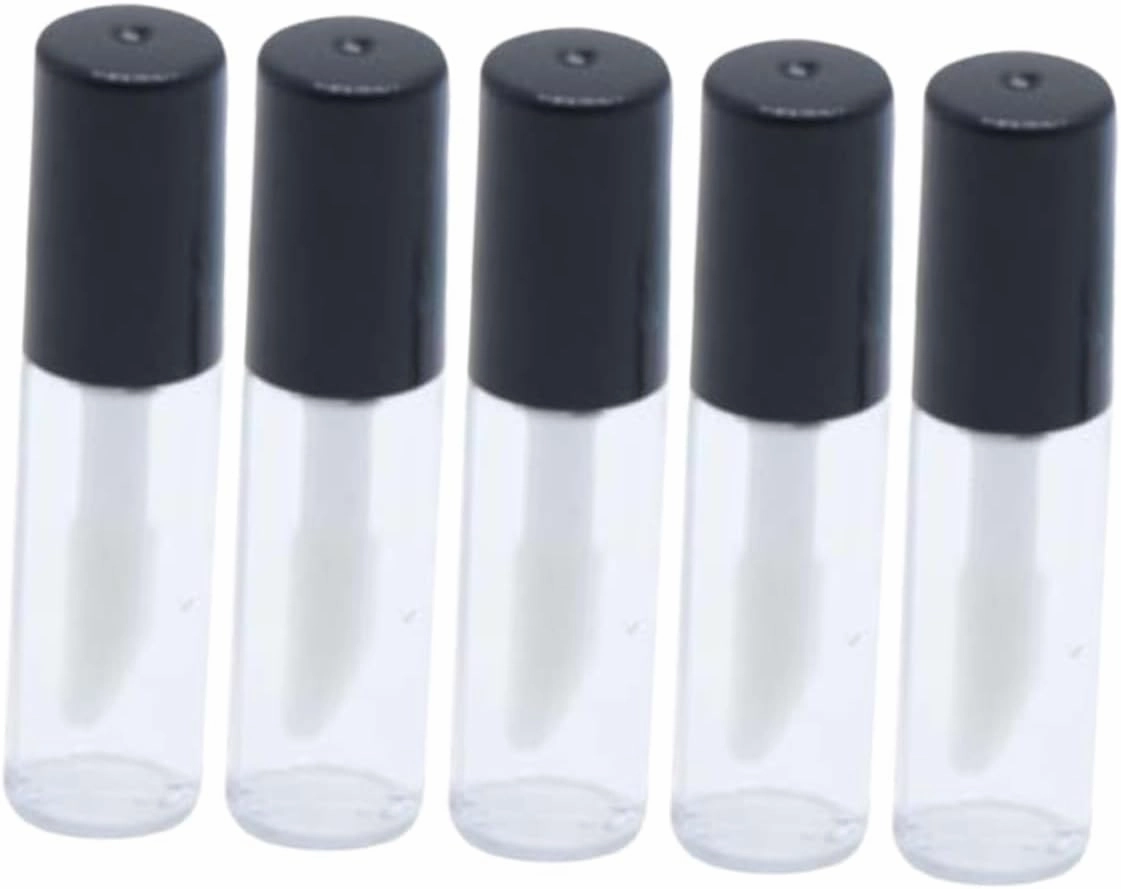 Beaupretty 50pcs Clear Mini Lip Gloss Tubes with Brush Head Refillable Empty Containers for Lip Gloss and Oil Portable Makeup Storage for Travel and Samples