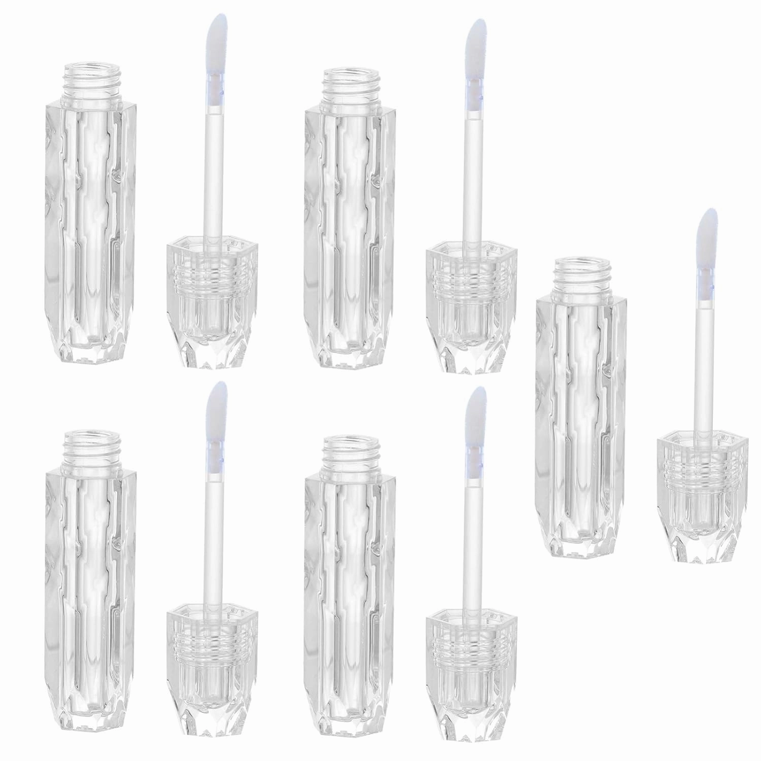 Beaupretty Clear Gloss Lip Gloss 5pcs Empty Lip Gloss Tubes Diamond Plastic Lip Gloss Bottle Containers Clear Refillable Lipstick Lip Balm Bottles DIY Liquid Eyeliner Tubes Sample Containers