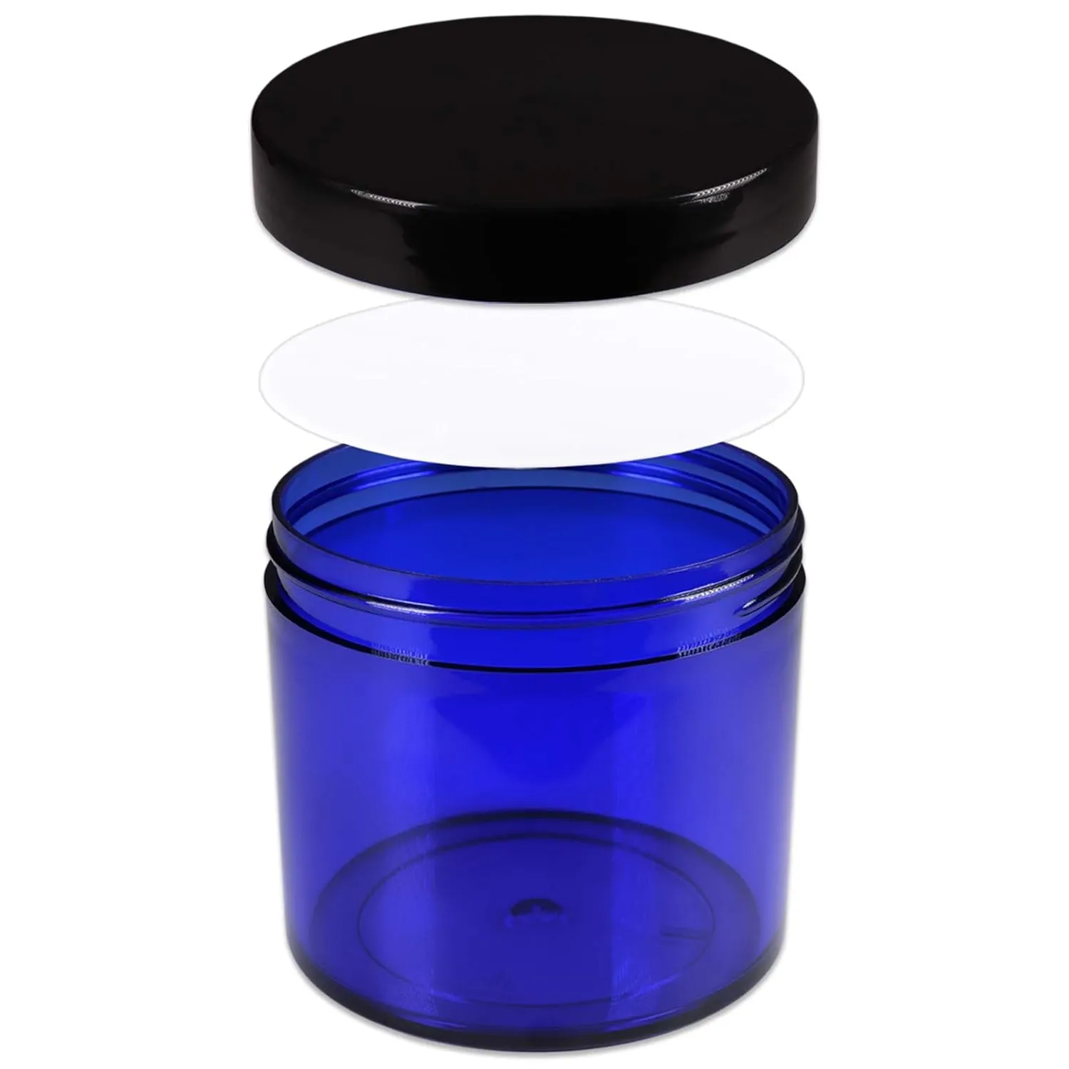 Beauticom® 10 oz. (300g /300ML) Thick Wall Round Leak Proof Clear Acrylic Jars with CLEAR Lids for Beauty, Cream, Salves, Scrubs (6 Pieces Jars   Lids, COBALT BLUE)