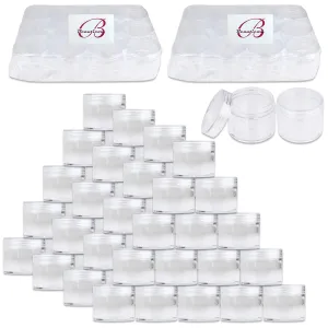 Beauticom® 2 oz./ 60 Grams/60 ML (Quantity: 384 Packs) Thick Wall Round Clear Plastic Jars Container with CLEAR Flat Top Lids for Cosmetic, Lip Balm, Lip Gloss, Creams, Lotions, Liquid