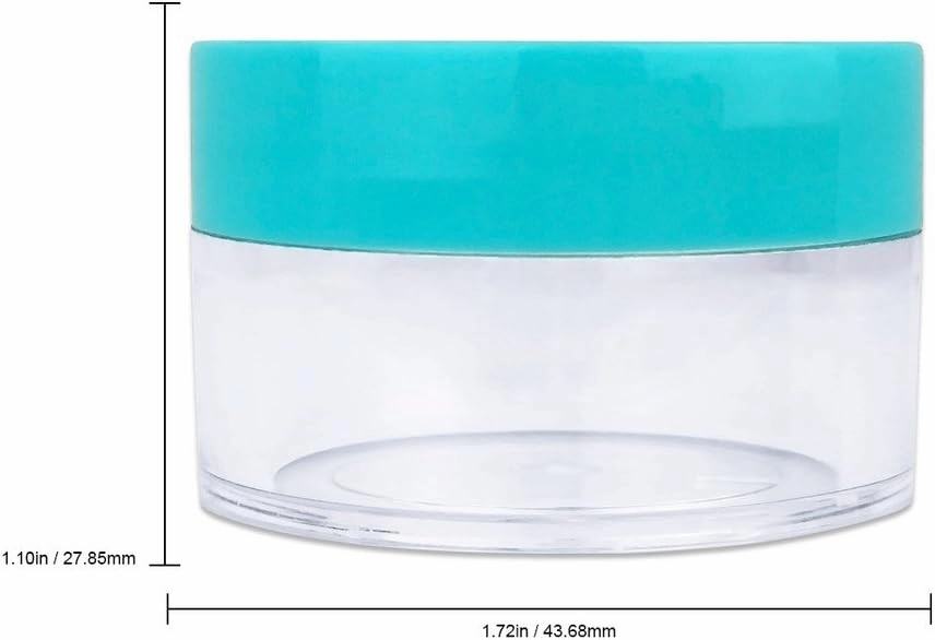 Beauticom 20G/20ML Reusable Clear Round Sample Container Jars with Teal Lids for Lotion, Creams, Toners, Lip Balms, Cosmetic, Makeup - BPA Free (120 Pieces (120 Bottoms & 120 Lids))