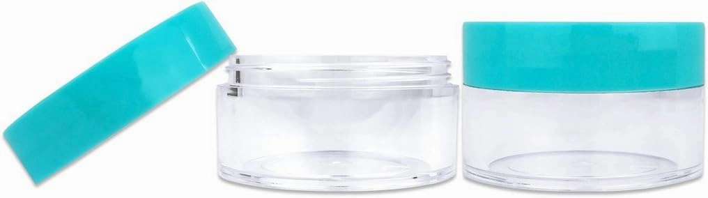 Beauticom 20G/20ML Reusable Clear Round Sample Container Jars with Teal Lids for Lotion, Creams, Toners, Lip Balms, Cosmetic, Makeup - BPA Free (120 Pieces (120 Bottoms & 120 Lids))