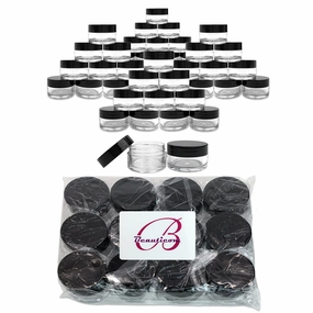 Beauticom 48 Pieces 20G/20ML Round Clear Jars with Black Lids for Lotion, Creams, Toners, Lip Balms, Makeup Samples - BPA Free