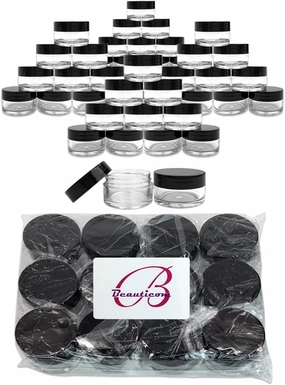 Beauticom 600 Pieces 20G/20ML Round Clear Jars with Black Lids for Lotion, Creams, Toners, Lip Balms, Makeup Samples - BPA Free