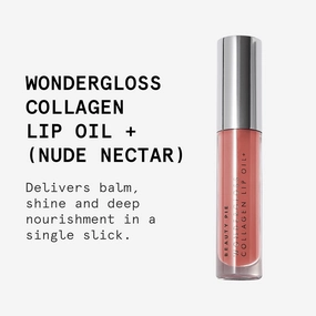 Beauty Pie Wondergloss Collagen Lip Oil   (Nude Nectar) – Hydrating, Plumping, Non-Sticky Gloss with Collagen AC Micro-Vectors & Cherry Oils