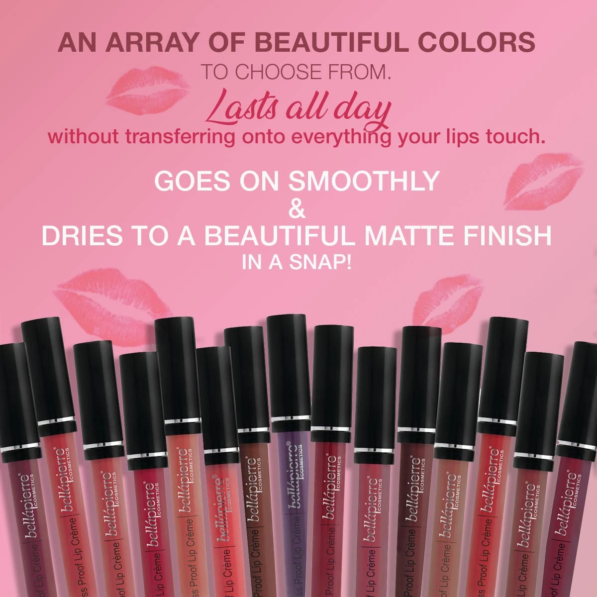 bellapierre Kiss Proof Lip Crème | Richly Pigmented, Smooth Matte Finish | 100% Natural Formulation | Non-Toxic and Paraben Free |Long Lasting Nourishing, Color - Antique Pink
