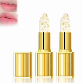 Beneficial Lip Stain, Beneficial Lipstick, Gold Crystal Color Changing Lipstick, Transferproof Color Changing Lip Stick, Experience Luxurious Long Lasting (2pcs, 1)