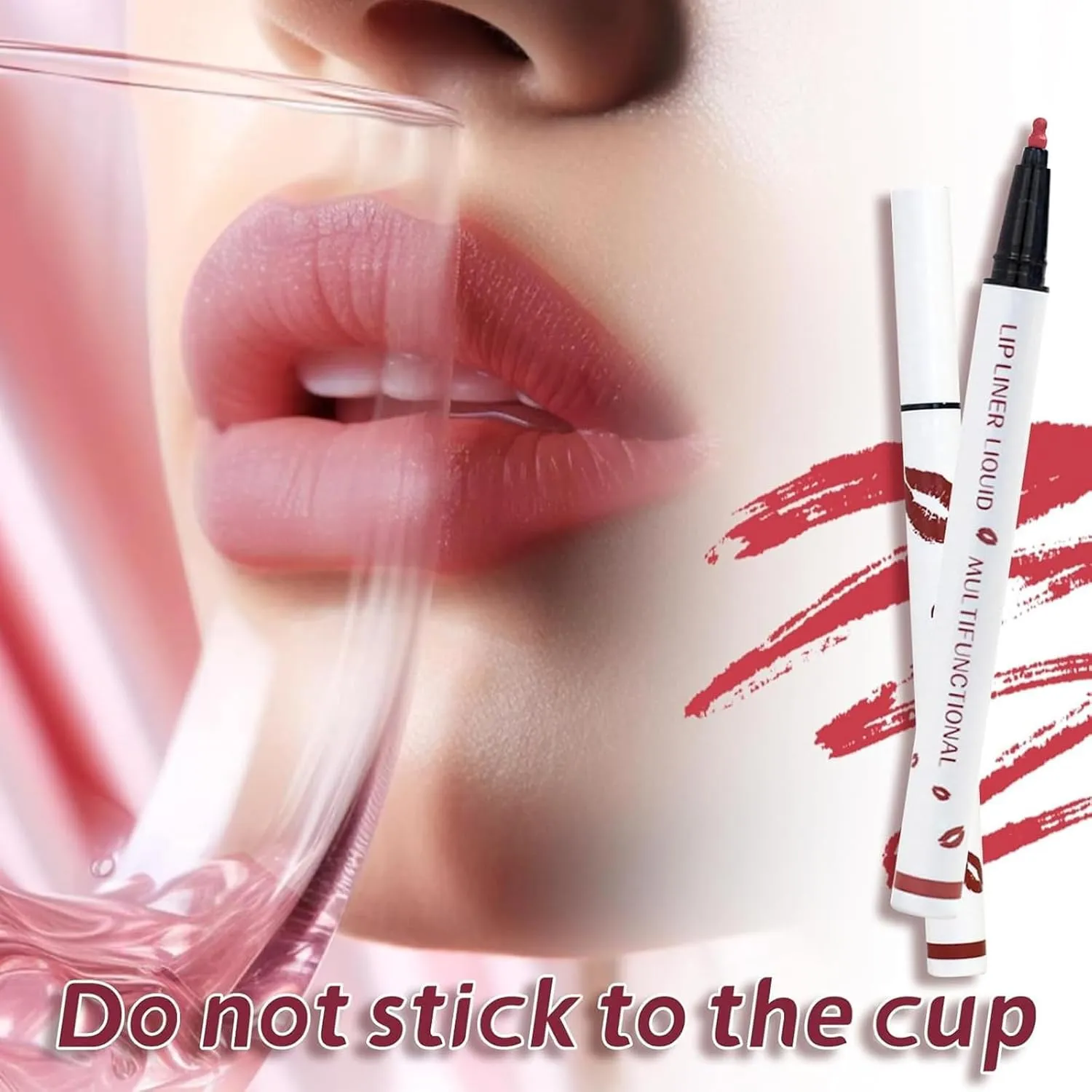 Benighty Liquid Lip Liner, 2-In-1 Waterproof Matte Liquid Lipstick, 03#