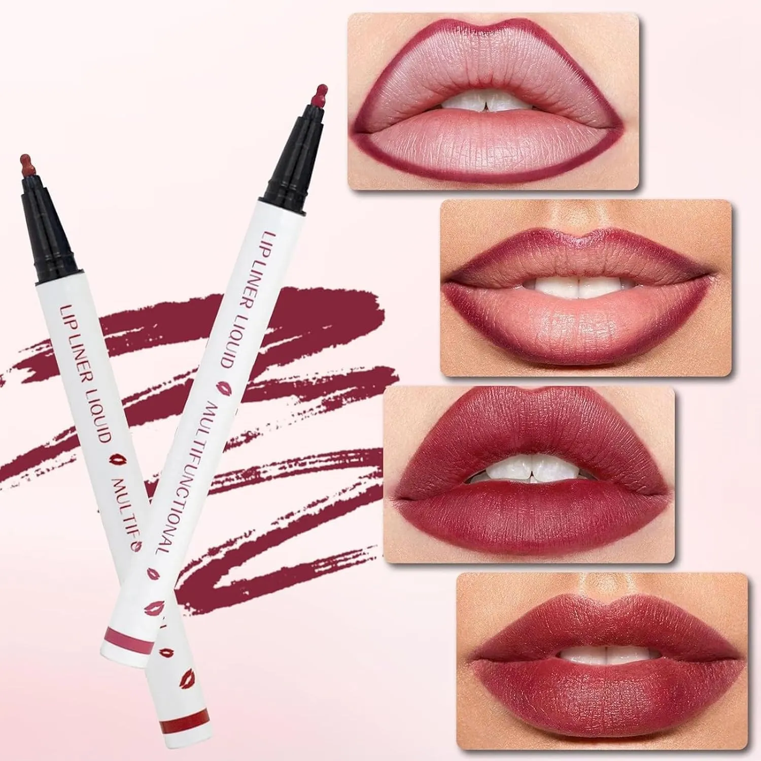 Benighty Liquid Lip Liner, 2-In-1 Waterproof Matte Liquid Lipstick, 03#