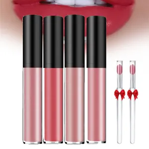 Beryse Lip Stain Oil, Beryse Staining Lip Oil, Probablei LassiLips Staining Lipoil, Visulong 12 Color Cream Lips Gloss, Waterproof, Non-stick to Cup (4pcs-1)