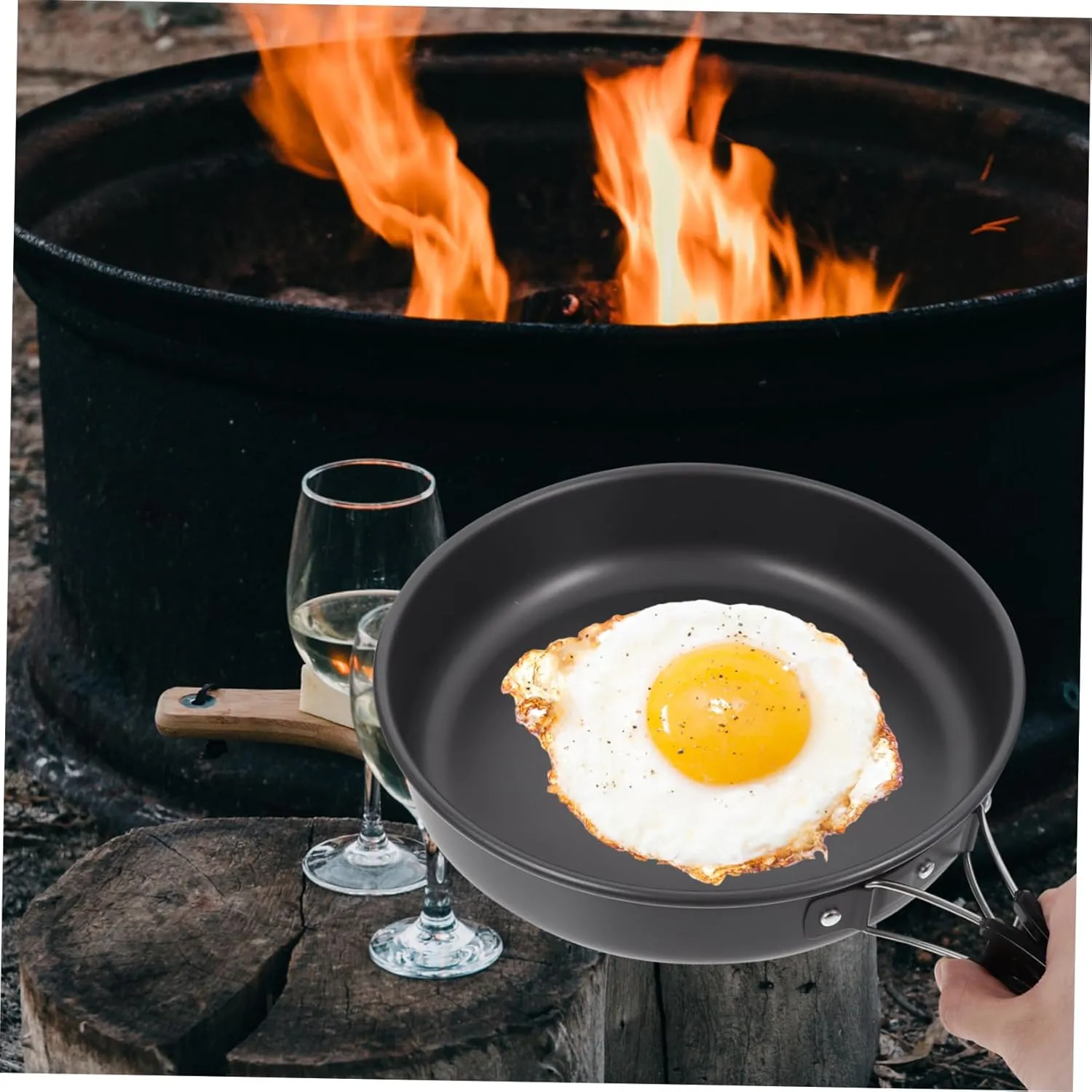 BESPORTBLE Frying Mini Black Outdoor Polyester Hard Alumina