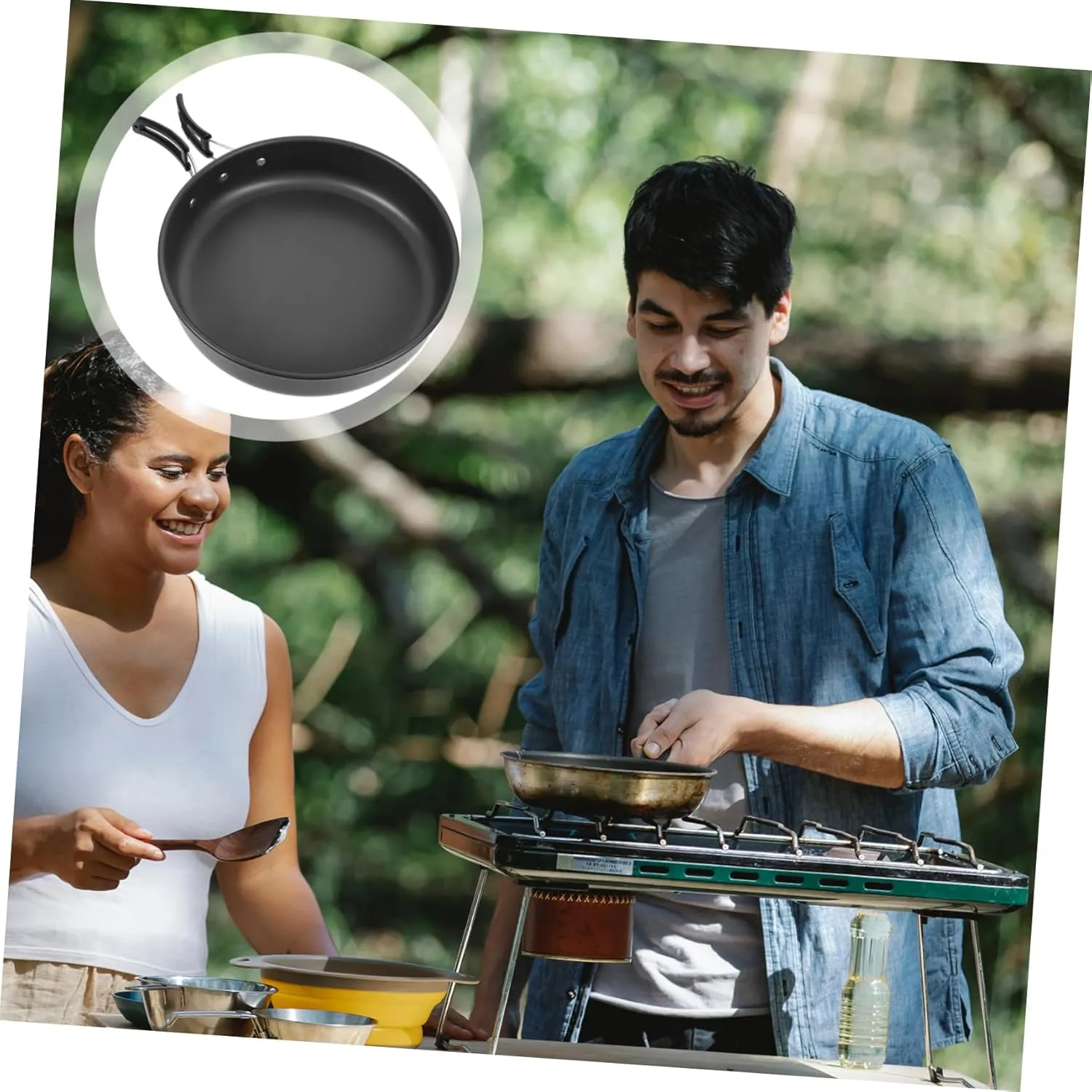 BESPORTBLE Frying Mini Black Outdoor Polyester Hard Alumina
