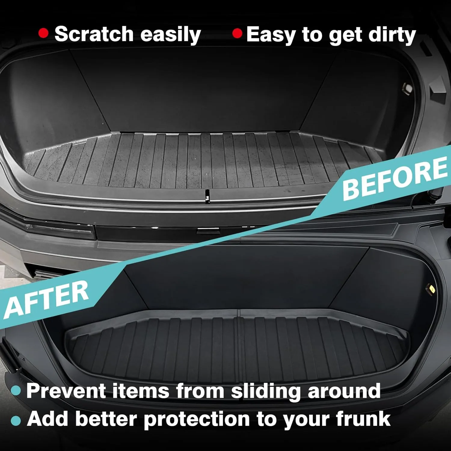 BestEvMod All Weather Frunk Front Trunk Mat Compatible with Tesla Cybertruck 2023 2024 Accessories Pickup Heavyweight Liner 3D Pattern TPE Waterproof Protect(Frunk Mat)
