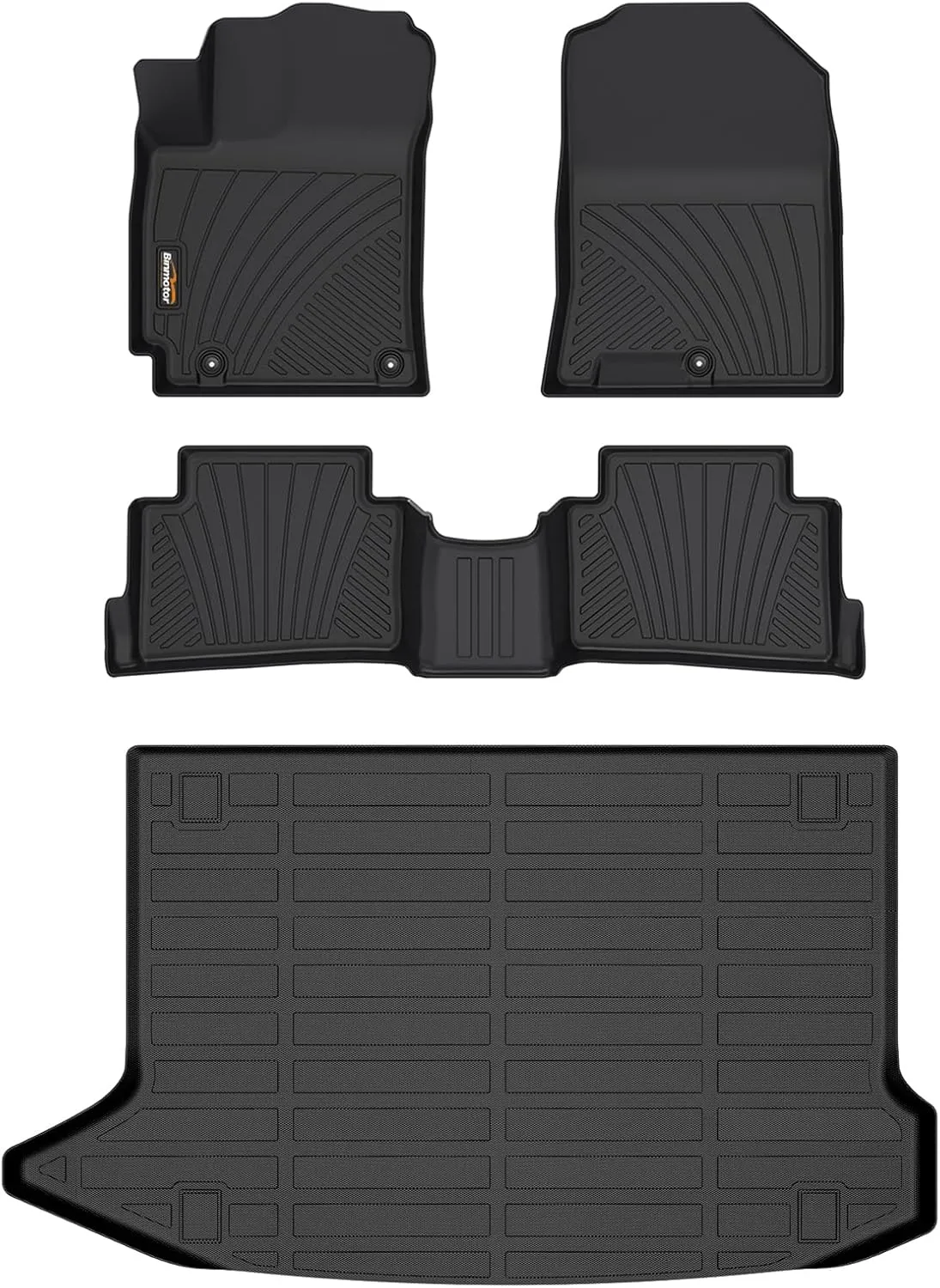 Binmotor-All Weather Floor Mats Cargo Liner for Hyundai kona 2018-2023 & Kona N 2022 2023 (No Electric Model) SE | SEL | N Line | N | Limited Automotive Floor Liners Full Set - Black