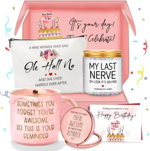 Birthday Gifts for Women: Happy Birthday Box for Woman, 6 Pcs Funny Gifts for Her, Sister, Friend or Coworker