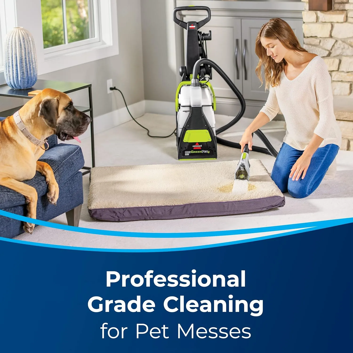 BISSELL® Big Green® PET PRO Carpet Cleaner with 8 Row XL DirtLifter PowerBrush, 9-inch Long Reach Hose, 2 Upholstery Tools, Includes Pet Pro Oxy Urine Eliminator Formula
