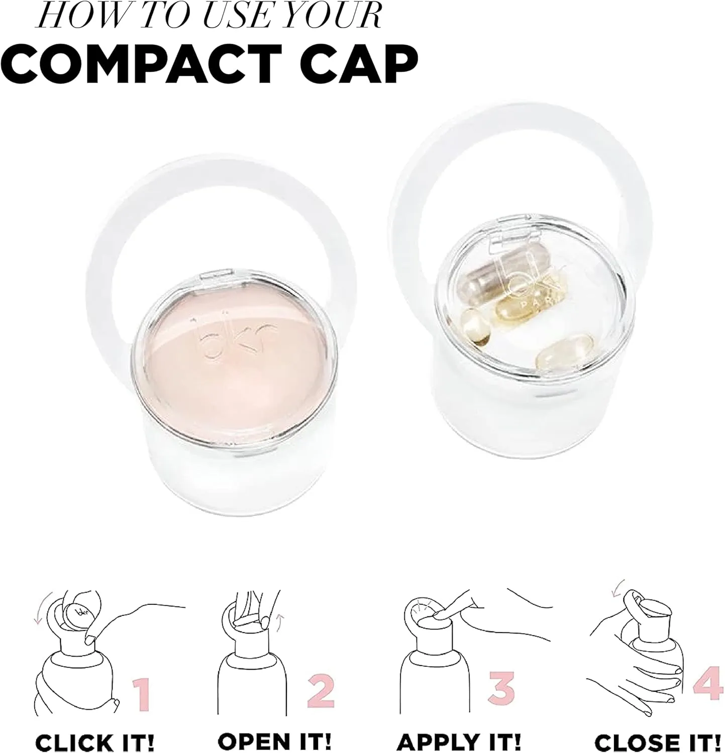 bkr Little Compact Cap - Fits Teeny Bottle 250mL (8oz) & Little Bottle 500mL (16oz) - Leak-Proof, Interchangeable, Dishwasher Safe - BPA-Free - Bottle not Included
