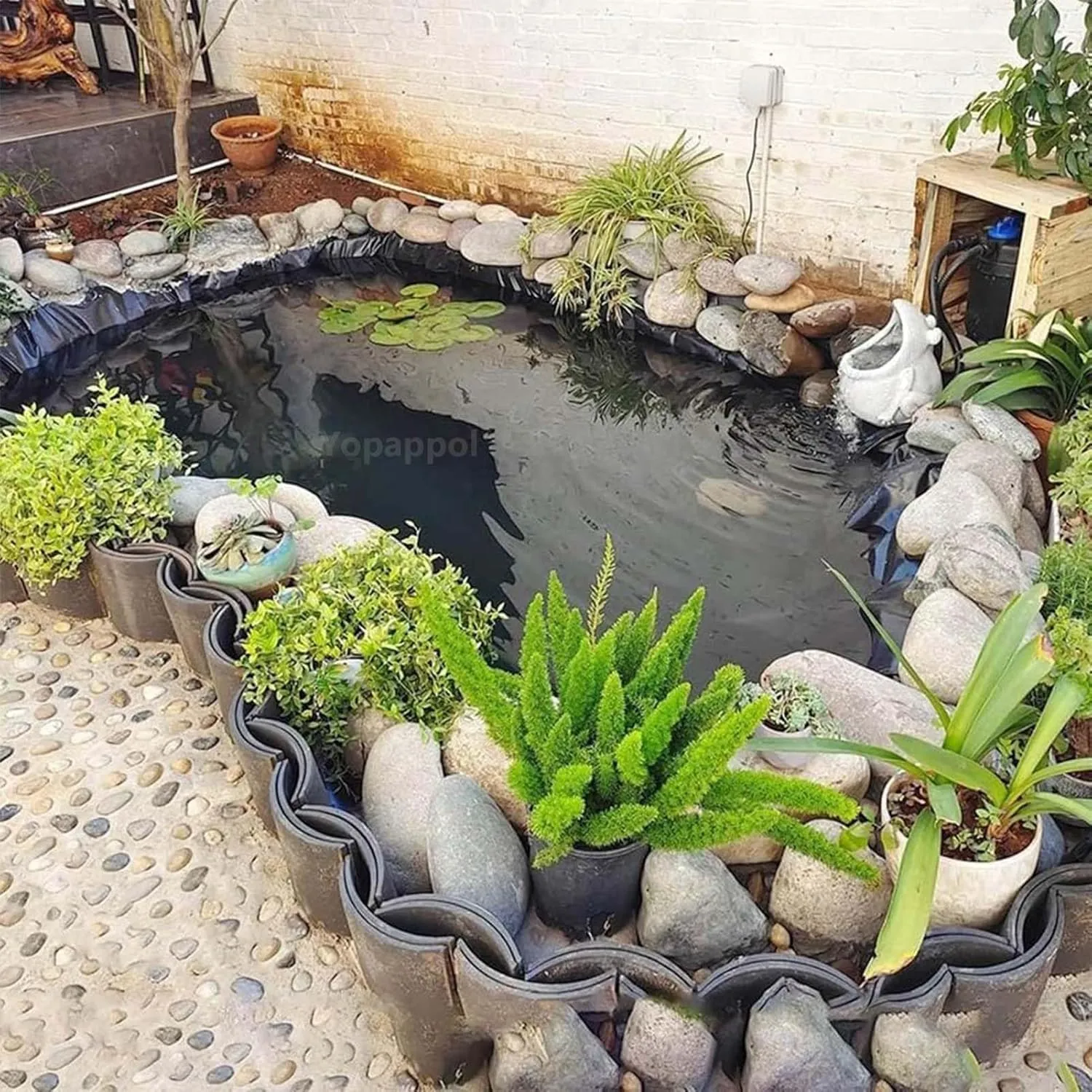 Black Pond Liner Streams Fish Pond Flexible Liners 1x6m 3x7m 4x8m 5x10m HDPE Impermeable Film Water Garden Waterfall Reinforced Membrane(16.4x16.4ft)