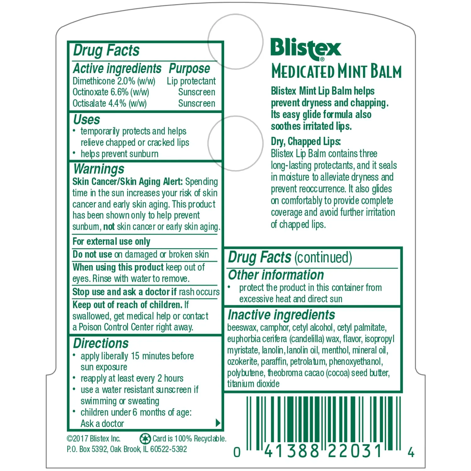 Blistex Medicated Mint Lip Balm, 0.15 Ounce (Pack of 24) – Prevent Dryness & Chapping, SPF 15 Sun Protection, Seals in Moisture, Hydrating Lip Balm, Easy Glide Formula for Full Coverage