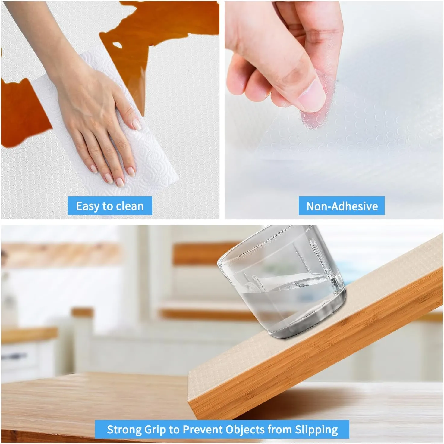 Bloss Shelf Liners Waterproof Non Adhesive Cabinet Liner for Bathroom, Kitchen, Desks, Cupboard, Refrigerator, ect, Clear Drawer Mat 17.7''×177''