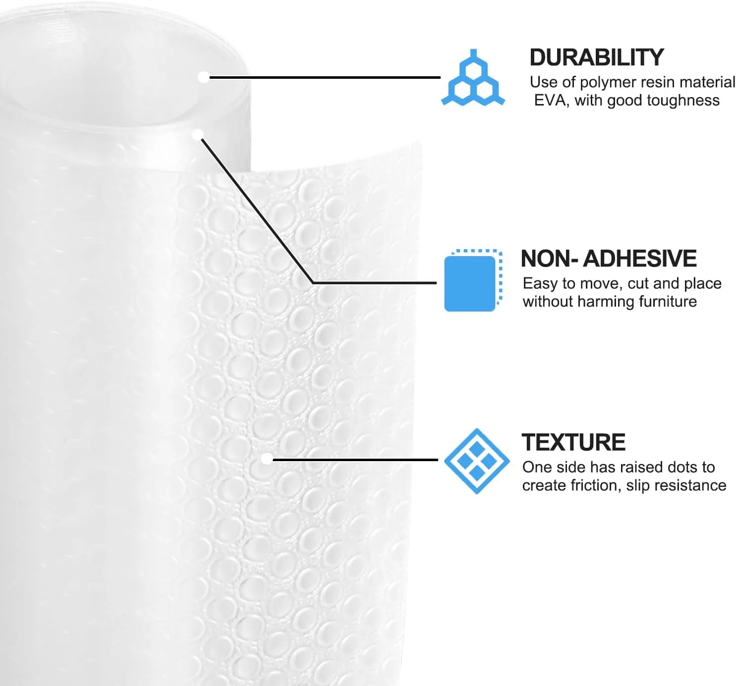 Bloss Shelf Liners Waterproof Non Adhesive Cabinet Liner for Bathroom, Kitchen, Desks, Cupboard, Refrigerator, ect, Clear Drawer Mat 17.7''×177''