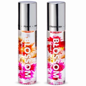 Blossom Scented Roll on Lip Gloss, Infused with Real Flowers, Made in USA, 0.40 fl oz, 2 pack, Peach/Strawberry