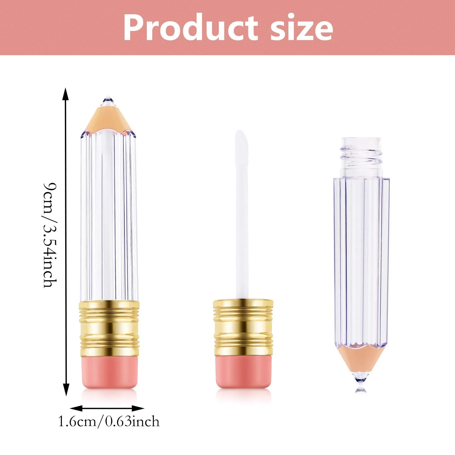 Blulu 24 Pcs 5 ml Pencil Lip Gloss Tube Empty, Gift for Graduation Teacher Appreciation, Pencil Lip Gloss Container Clear Refillable Tube for Women DIY Cosmetics