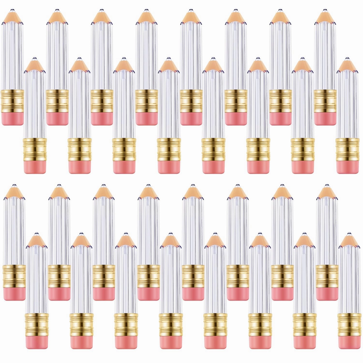 Blulu 48 Pcs 5 ml Pencil Lip Gloss Tube Empty, Gift for Graduation Teacher Appreciation, Pencil Lip Gloss Container Clear Refillable Tube for Women DIY Cosmetics