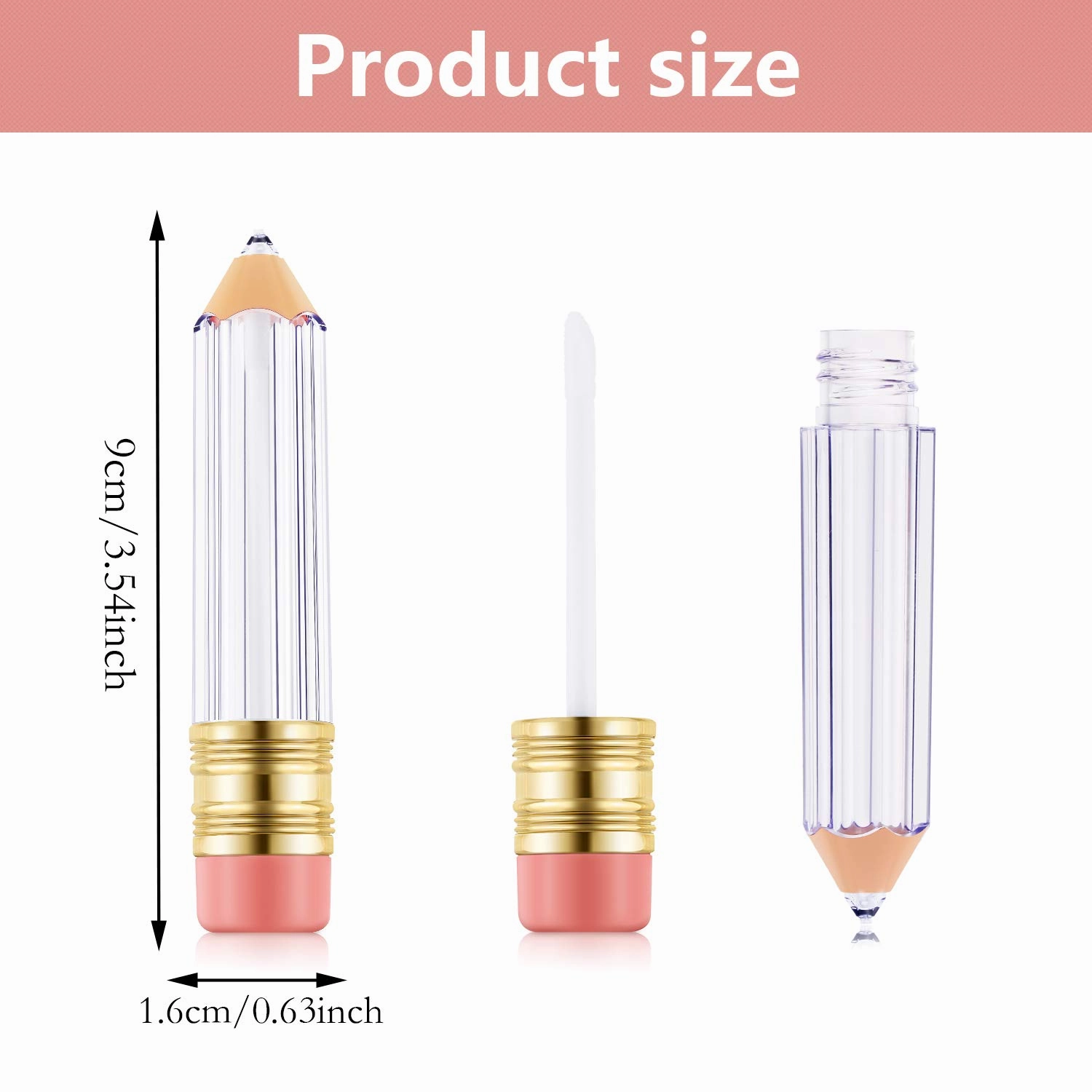 Blulu 48 Pcs 5 ml Pencil Lip Gloss Tube Empty, Gift for Graduation Teacher Appreciation, Pencil Lip Gloss Container Clear Refillable Tube for Women DIY Cosmetics