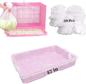 BNOSDM 50 PCS Disposable Rabbit Cage Liner Plastic Guinea Pig Cage Bedding