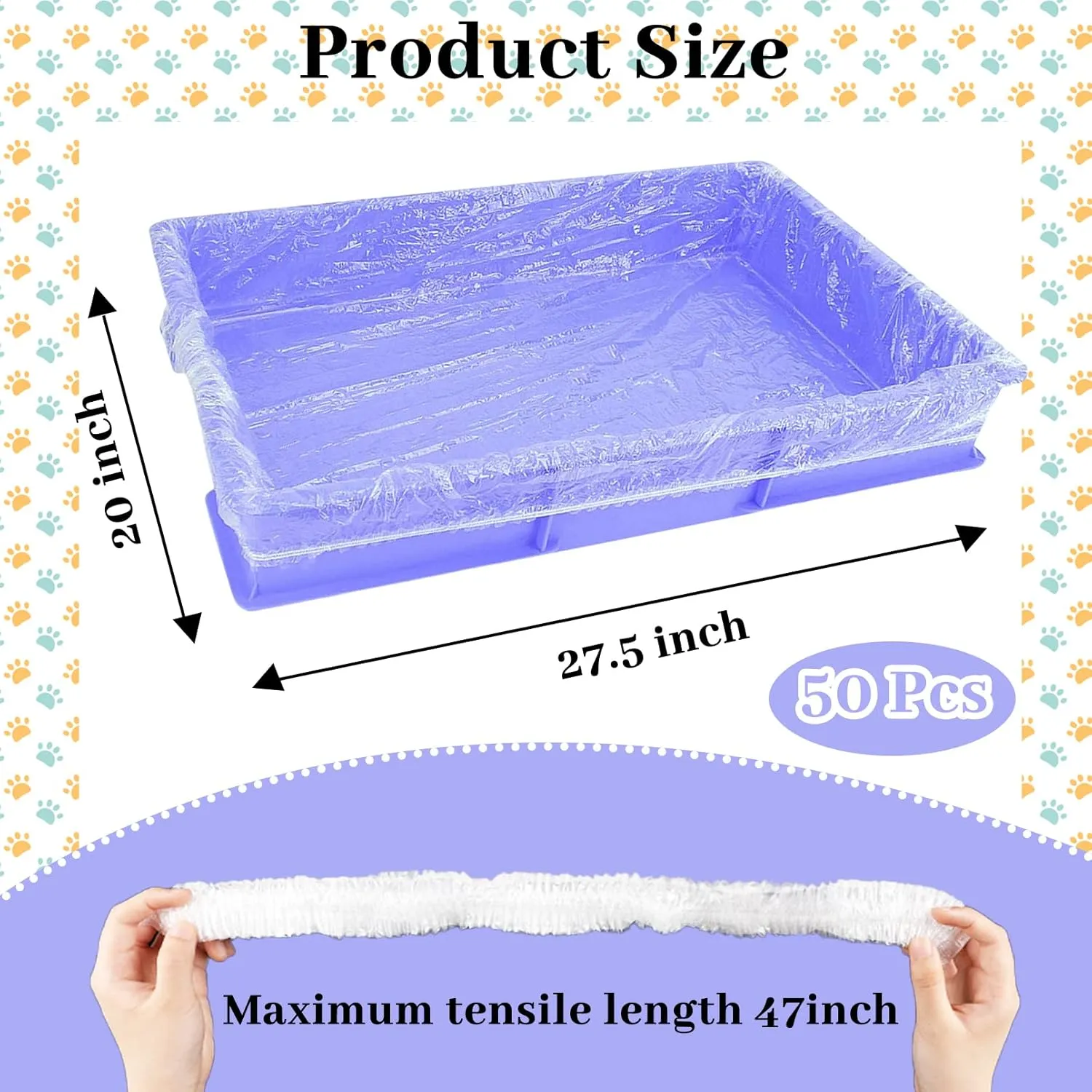 BNOSDM 50 PCS Disposable Rabbit Cage Liner Plastic Guinea Pig Cage Bedding