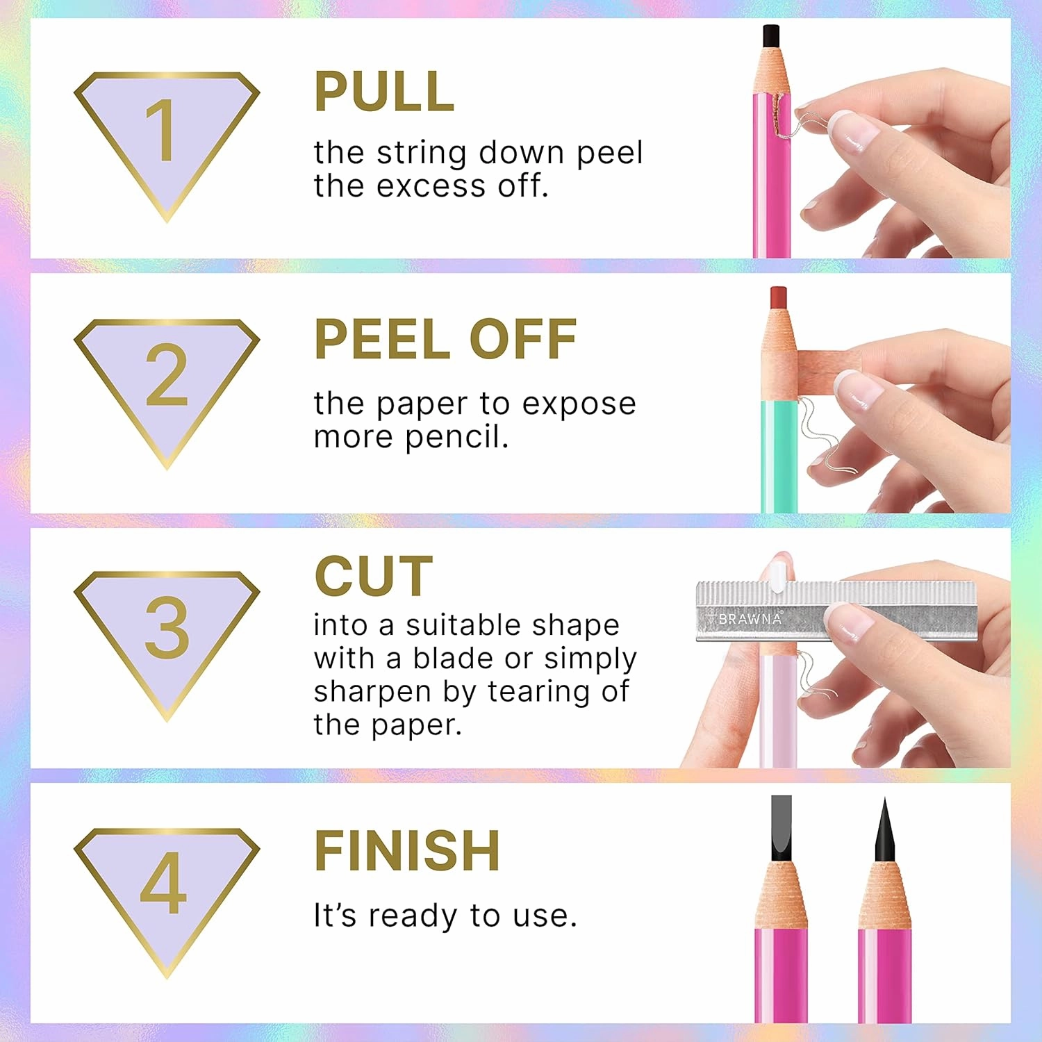 Brawna 12 Pack Brow Pro Peel Off Pencils For Lip & Eyebrow Mapping - Lip Blushing Supplies - Eyebrow Mapping - White