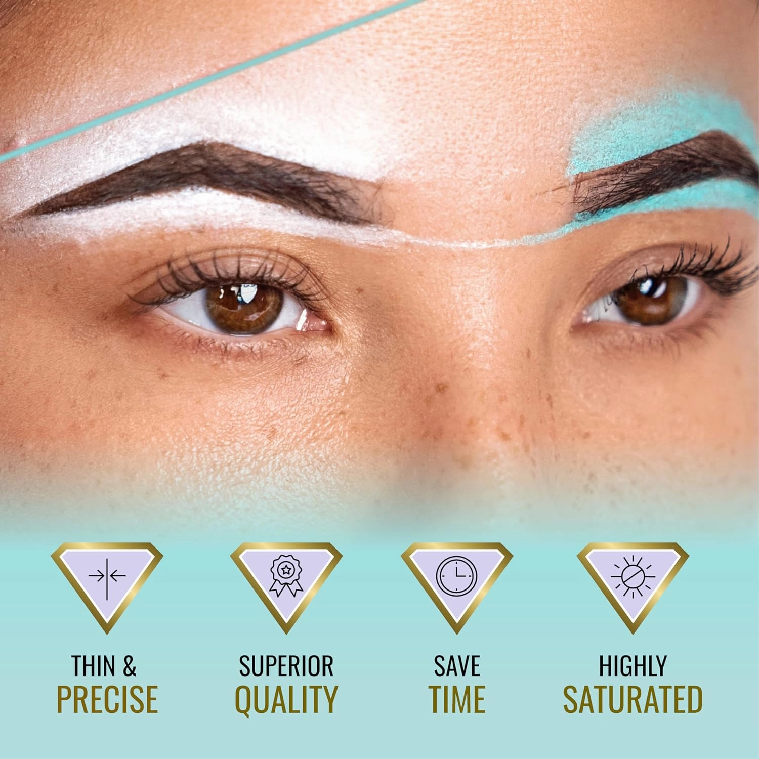 BRAWNA 2 Pack Pro Inked Mapping String for Brow and Lip Measuring - Color - Turquoise and White