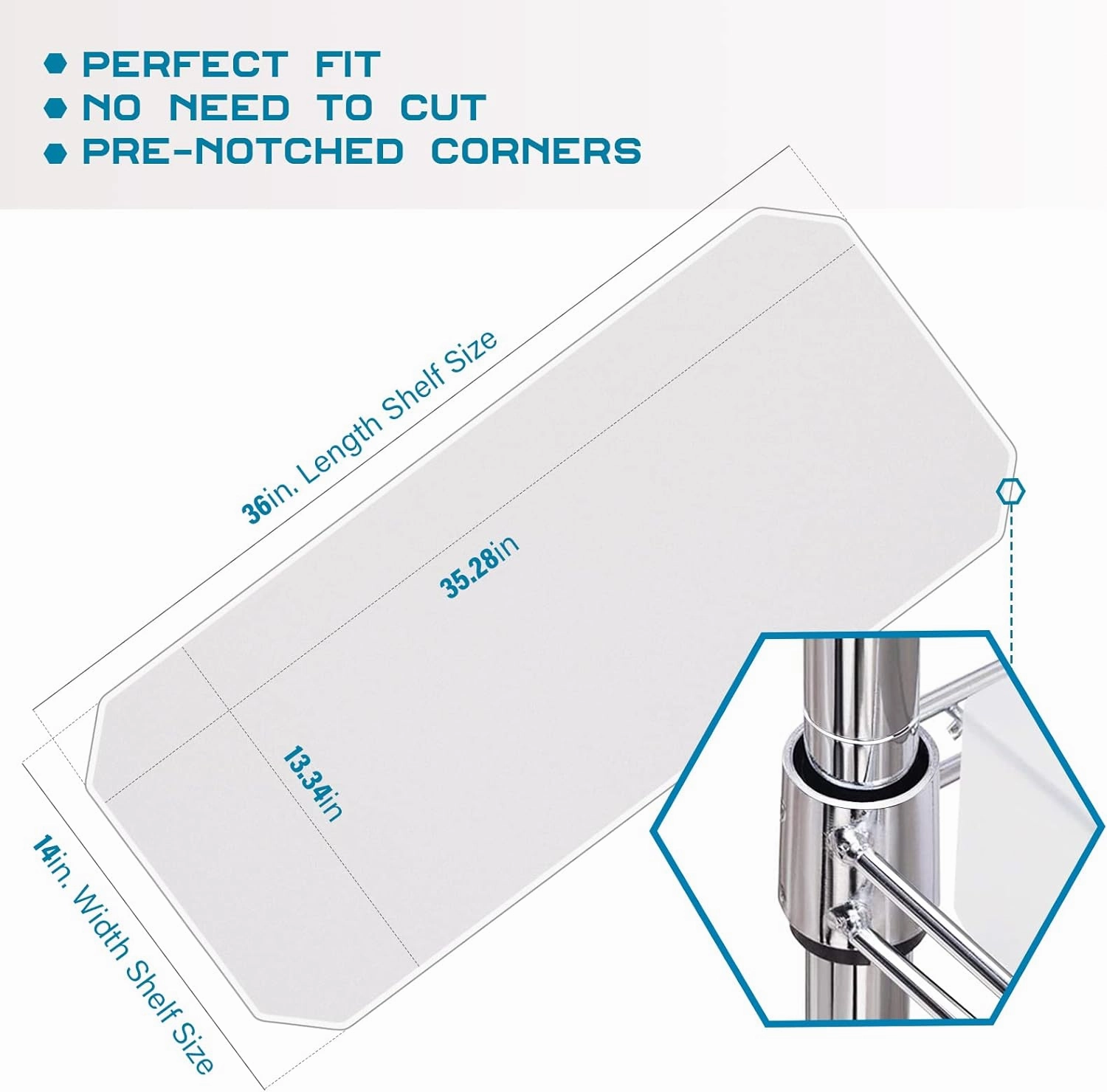 BRIAN & DANY Wire Shelf Liner 14" X 36", Heavy Duty Shelf Liners for Wire Shelving, Waterproof Protector Mats, Set of 5, Transparent