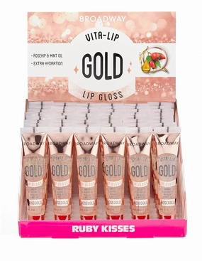 Broadway Vita-Lip Clear Lip Gloss Box Display Set (Rosegold)