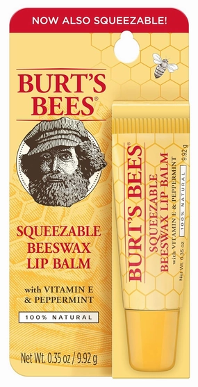 Burt's Bees 100% Natural Moisturizing Lip Balm Squeezable Tube, Original Beeswax with Vitamin E & Peppermint Oil - 6 Tubes