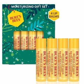 Burt's Bees Lip Balm Gift Set, Beeswax Bounty Classic, Perfect Lip Balms for Holiday Gift Baskets, 4-Pack, 0.15 oz.