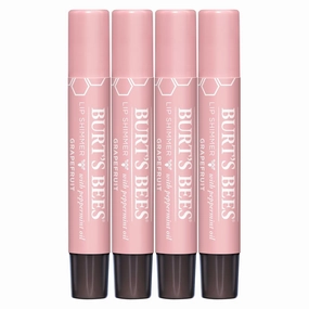 Burt's Bees Shimmer Lip Tint Set, Tinted Lip Balm Stick, Moisturizing for All Day Hydration with Natural Origin Glowy Pigmented Finish & Buildable Color, Grapefruit (4-Pack)