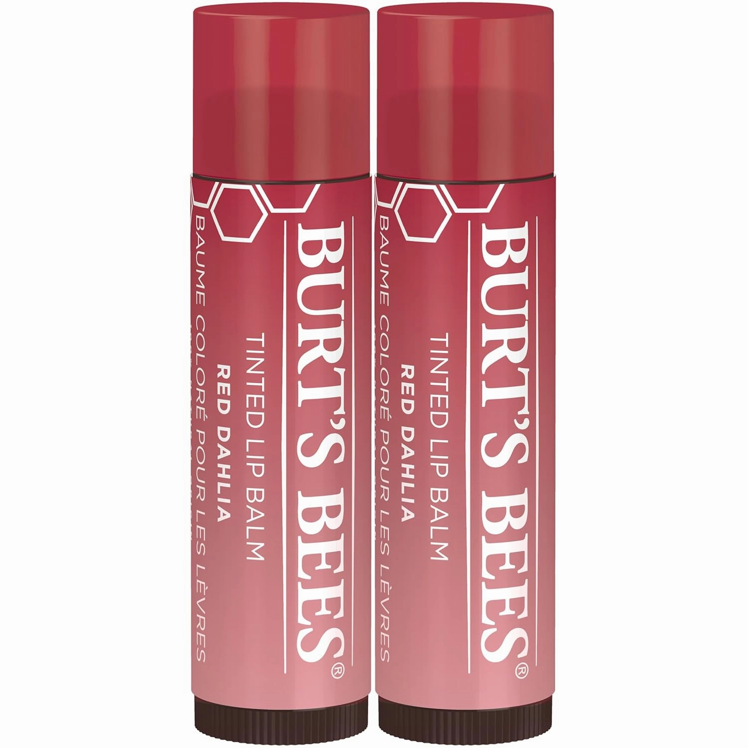 Burt's Bees Shimmer Lip Tint Stocking Stuffers Set, Tinted Lip Balm Stick, Moisturizing for All Day & Lip Tint Balm, Red Dahlia, 2-Pack, Hydrating Shea Butter for a Natural Looking Buildable