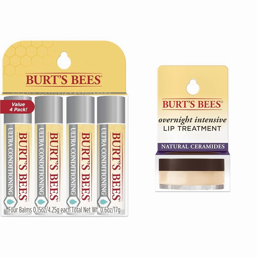 Burt's Bees Ultra Conditioning Moisturizing Lip Balm, Lip Moisturizer Rich in Oils & Overnight Intensive Lip Treatment, 0.25 oz - Moisturizing, Restorative, Reduces Fine Lines, Vitamin E