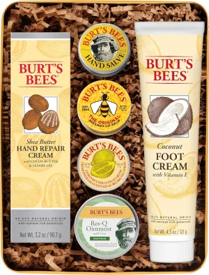 Burt's Bees Gifts Ideas - Classics Set, 6 Products in Giftable Tin – Cuticle Cream, Hand Salve, Lip Balm, Res-Q Ointment, Hand Repair and Foot Cream