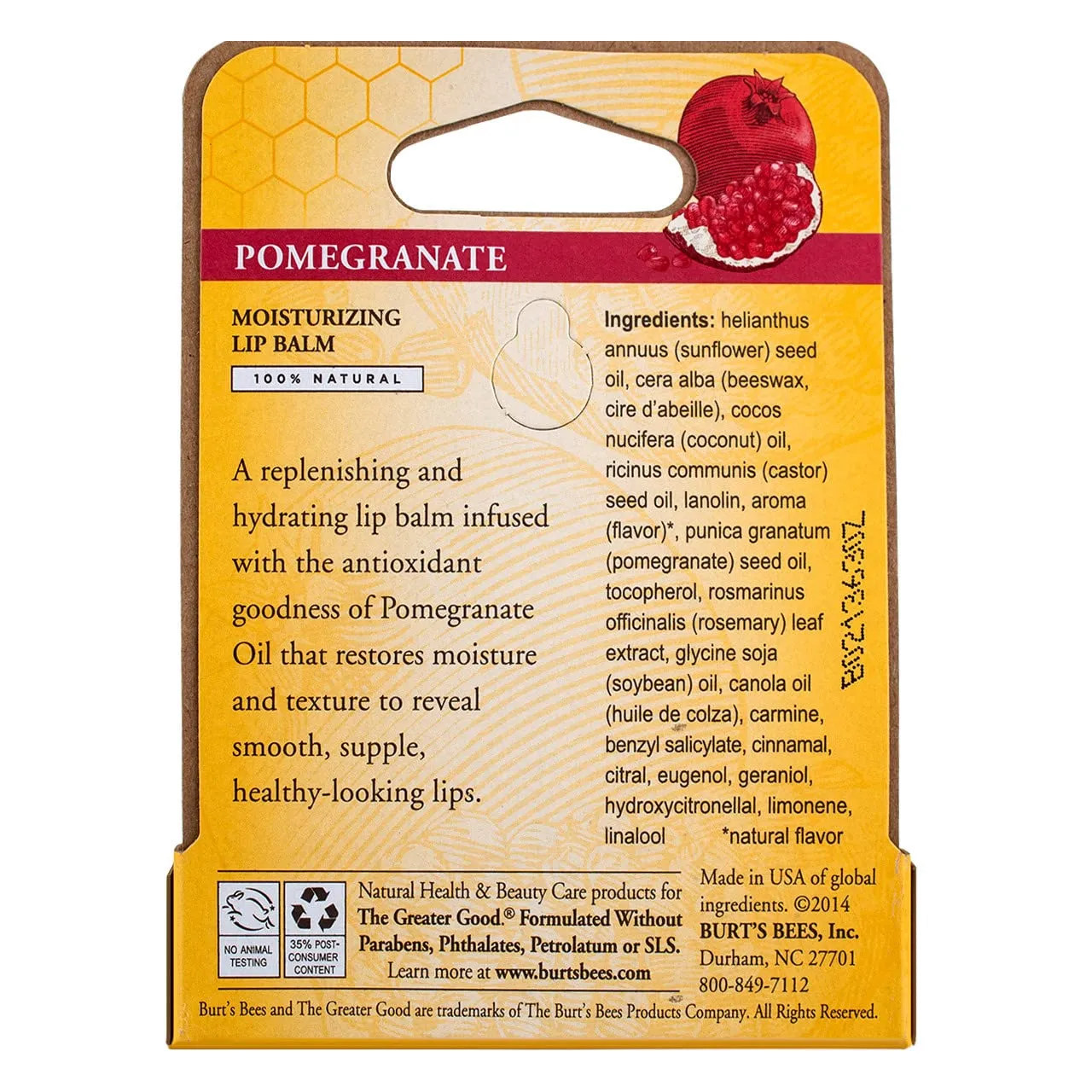 Burt's Bees Lip Balm, Pomegranate Oil, 0.15 Ounce (Pack of 12)