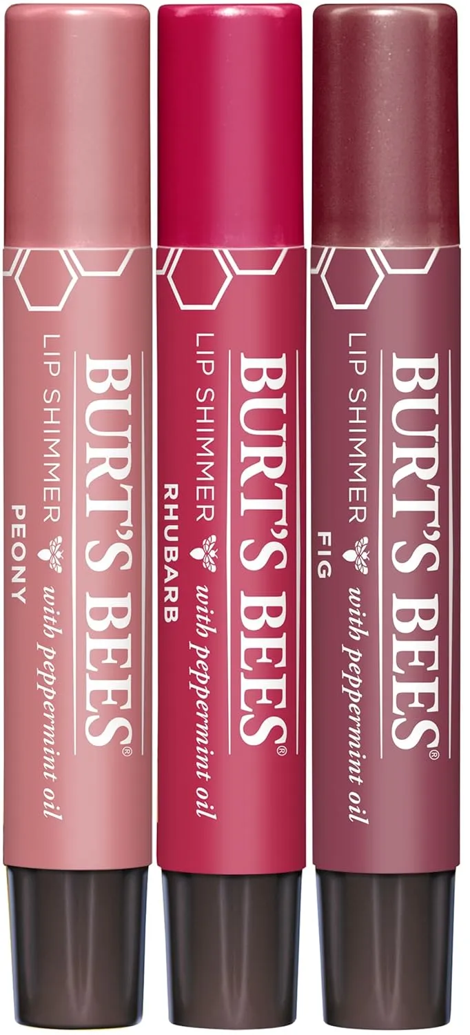 Burt's Bees Lip Shimmer Gift Set, Kissable Color, Warm Collection, 3-Pack, 0.09 oz.