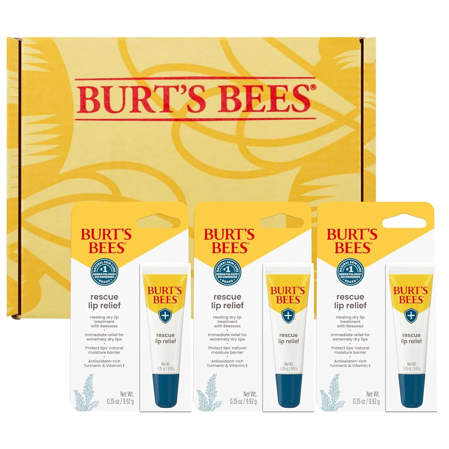 Burts Bees Rescue Lip Relief with Shea Butter and Echinacea, 100% Natural Origin, 0.35 Ounces