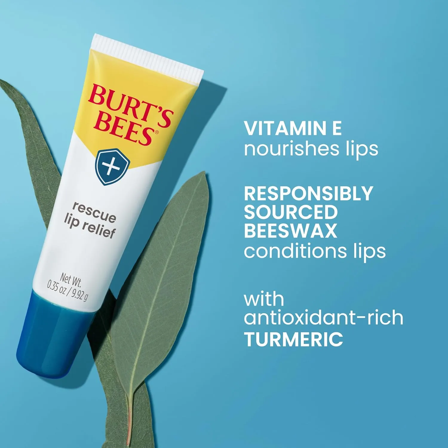 Burts Bees Rescue Lip Relief with Shea Butter and Echinacea, 100% Natural Origin, 0.35 Ounces
