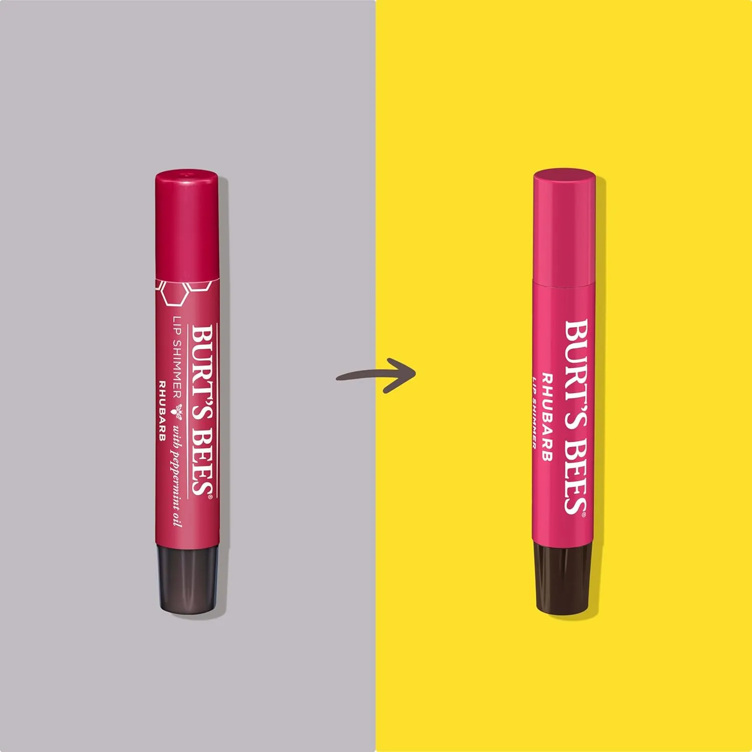 Burt's Bees Shimmer Lip Tint Stocking Stuffers Set, Tinted Lip Balm Stick, Moisturizing for All Day Hydration with Natural Glowy Pigmented Finish & Buildable Color, Rhubarb (1-Pack)