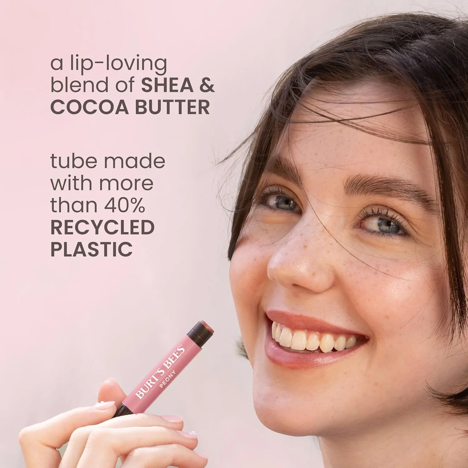 Burt's Bees Shimmer Lip Tint Stocking Stuffers Set, Tinted Lip Balm Stick, Moisturizing for All Day Hydration with Natural Glowy Pigmented Finish & Buildable Color, Rhubarb (1-Pack)