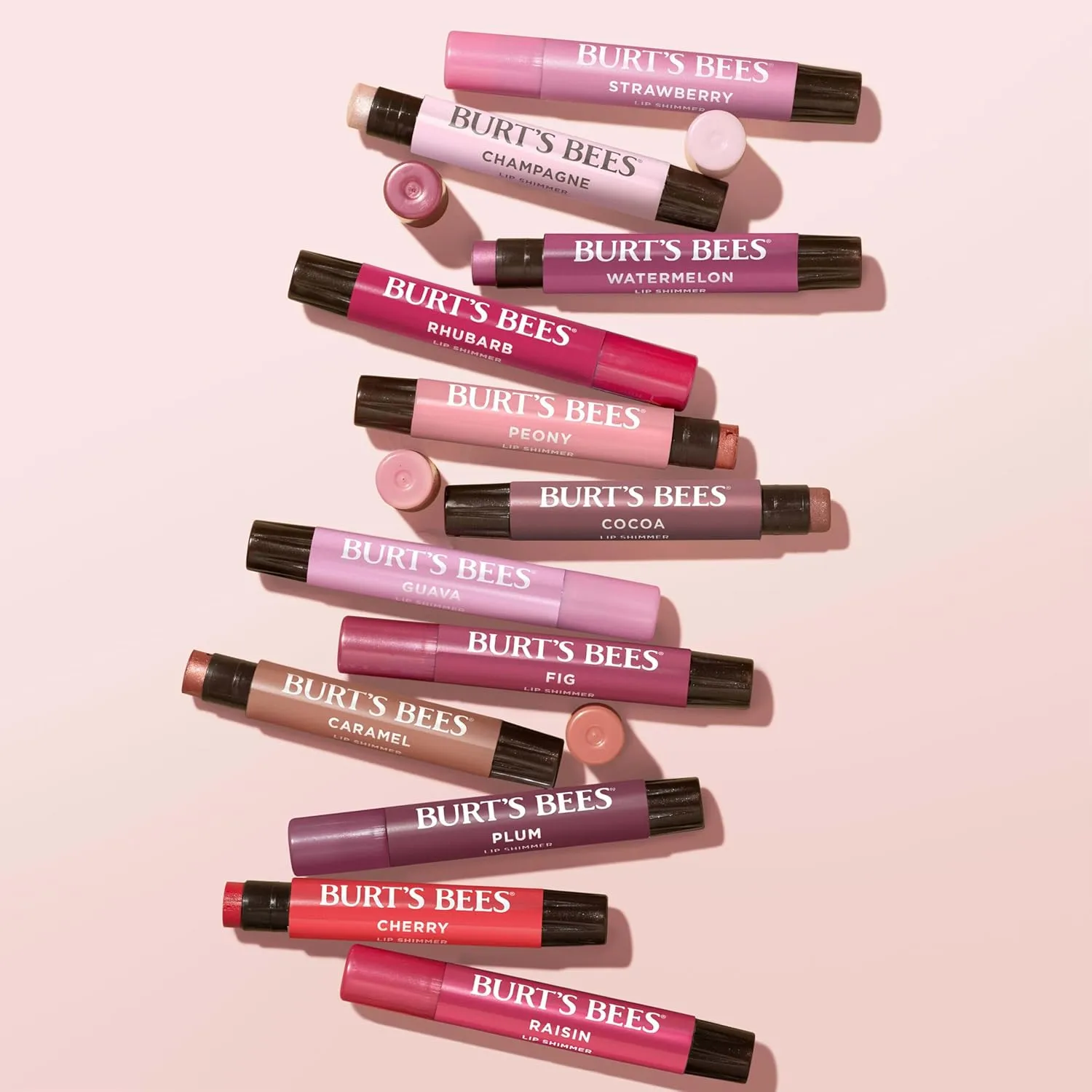 Burt's Bees Shimmer Lip Tint Stocking Stuffers Set, Tinted Lip Balm Stick, Moisturizing for All Day Hydration with Natural Glowy Pigmented Finish & Buildable Color, Rhubarb (1-Pack)