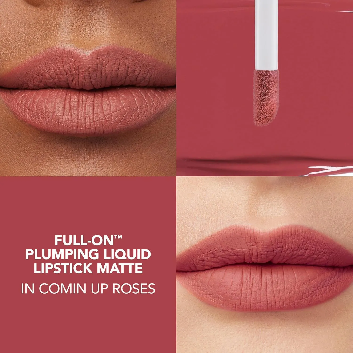 BUXOM Full-ON Plumping Liquid Lipstick Matte - Transfer-proof Plumping Lip Color, 8-hour long wear with Vitamin E Hyaluronic Acid & Plumping Peptide Complex to Hydrate & Smooth Lip Lines, Cruelty-Free