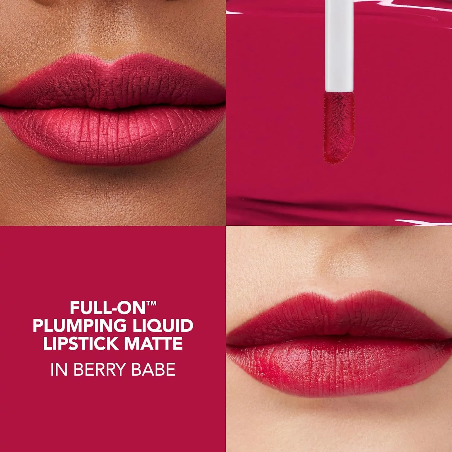 BUXOM Full-ON Plumping Liquid Lipstick Matte - Transfer-proof Plumping Lip Color, 8-hour long wear with Vitamin E Hyaluronic Acid & Plumping Peptide Complex to Hydrate & Smooth Lip Lines, Cruelty-Free